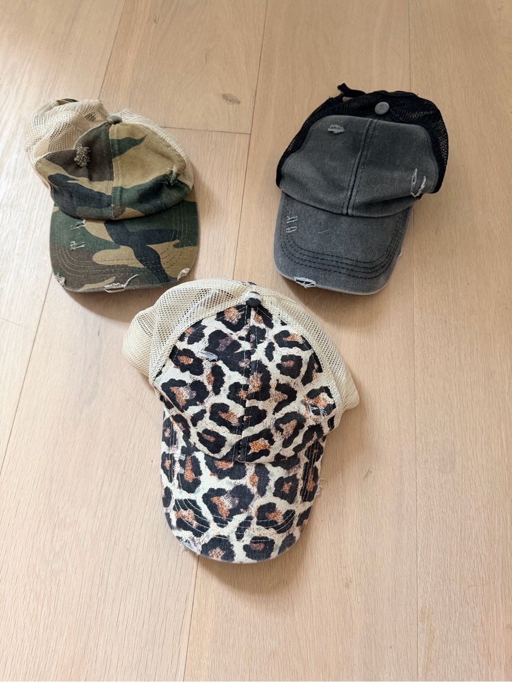 3 Women’s crisscross ponytail hole Trucker Hats